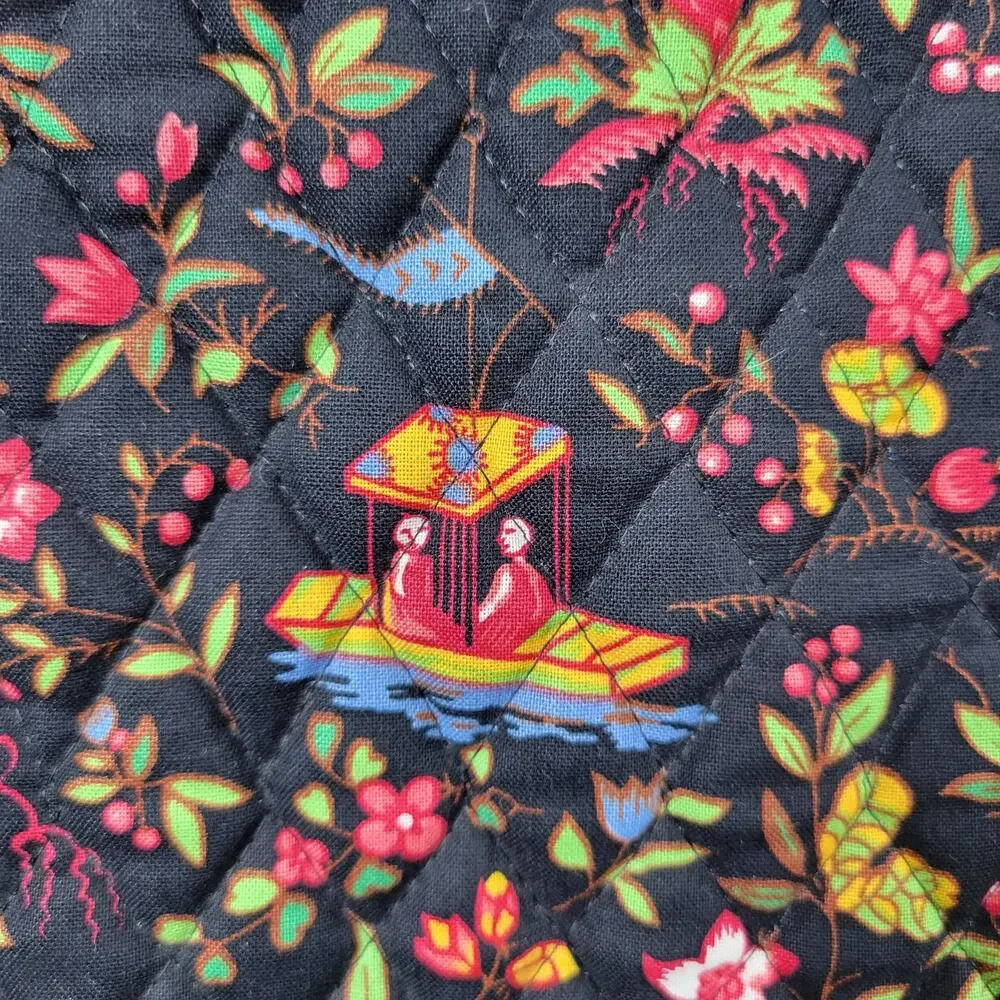 Vera Bradley Ming Garment Bag Black Quilted Floral Asian Travel Luggage Carry On